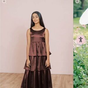 Revelry Chocolate Satin Dress